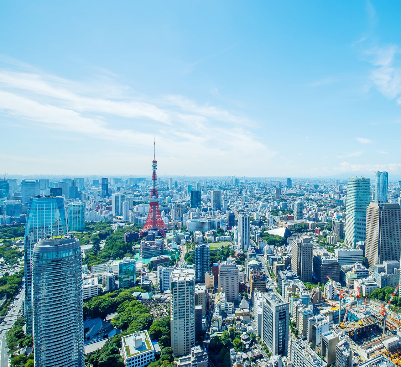 東京の街並みが映った背景写真